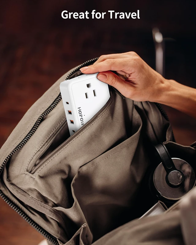 Alt view image 7 of 7 - Flat Plug Extension Cord, 4AC&2A2C, 6 FT Power Strip for Travel Extension Cord with Multiple Outlets, 1625W/13A, 1.62in Wide Spaced, No Surge Protector for Cruise Ship, Room, White