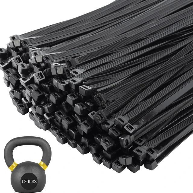 Main image of 18 inch Black Zip Ties Heavy Duty 1000 PACK,120LBS Tensile Strength Self-Locking heavy duty UV Resistant Cable Tie Wraps for indoor and outdoor use
