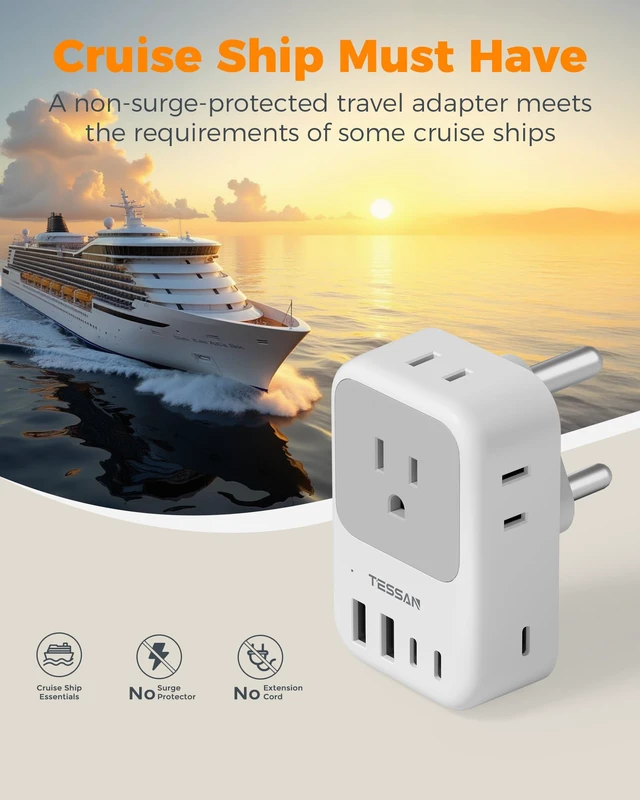 Alt view image 7 of 7 - Type M South Africa Plug Adapter, PD 28W 2-Pack 4 AC Outlets & 5 USB Ports (3 USB-C), Travel Adaptor US to Botswana Namibia Nepal Bhutan