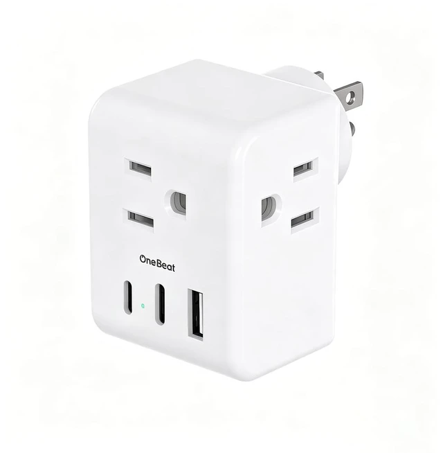 Main image of Travel Cruise Ship Essentials, Mini Multi Plug Wall Outlet Extender,White 3 Outlets 3 USB Ports (2 USB-C), Small Power Strip Non Surge Protector for Cruise Travel, Cruise Outlet Splitter Plug Adapter