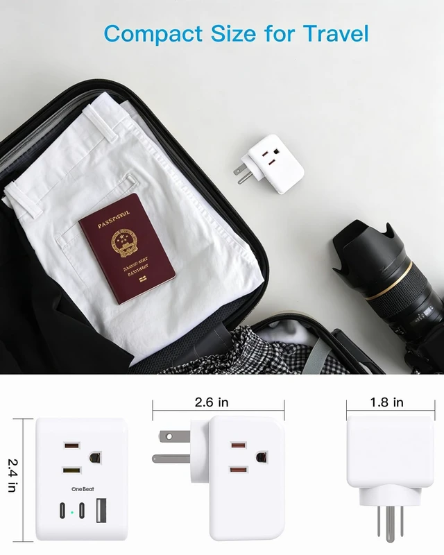 Alt view image 5 of 7 - Travel Cruise Ship Essentials, Mini Multi Plug Wall Outlet Extender,White 3 Outlets 3 USB Ports (2 USB-C), Small Power Strip Non Surge Protector for Cruise Travel, Cruise Outlet Splitter Plug Adapter