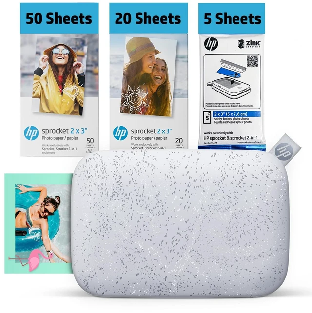 Main image of Sprocket 2x3 Instant Smartphone Photo Printer 75 Sheets Bundle - Bluetooth Portable Color Wireless Mobile Printer (Luna Pearl) Zink Sticky-Back Photos