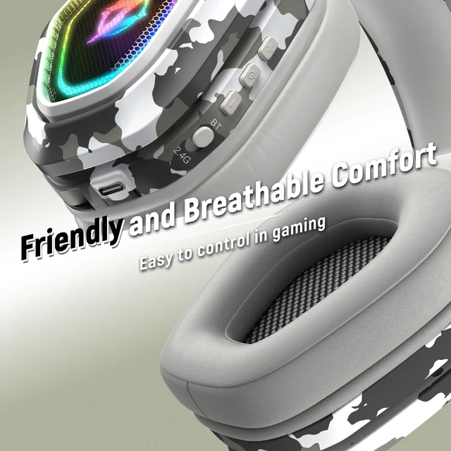Alt view image 4 of 6 - Wireless Gaming Headset for Ps5, Ps4, PC, Gaming Headphones with Flip Mic and USB-A & USB-C Transmitter, 40Hr Battery Bluetooth Headset for Mobile, Mac, Laptop