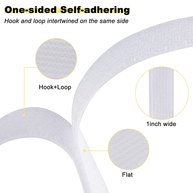 Alt view image 3 of 6 - 1"x32ft Hook and Loop Straps with 50 Metal Buckles, Adjustable Fastening Cable Straps, Cut-to-Length Cinch Strap, Reusable Nylon Securing Cord Ties for Organizer or Storage, 1 inch Wide, White