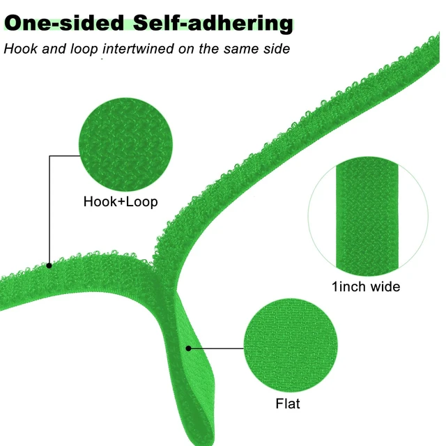 Alt view image 3 of 7 - 1"x16ft Hook and Loop Straps with 25 Metal Buckles, Adjustable Fastening Cable Straps, Cut-to-Length Cinch Strap, Reusable Nylon Securing Cord Ties for Organizer or Storage, 1 inch Wide,Green