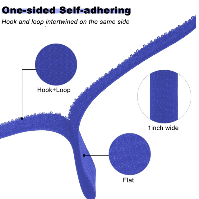 Alt view image 3 of 7 - 1"x16ft Hook and Loop Straps with 25 Metal Buckles, Adjustable Fastening Cable Straps, Cut-to-Length Cinch Strap, Reusable Nylon Securing Cord Ties for Organizer or Storage, 1 inch Wide,Blue