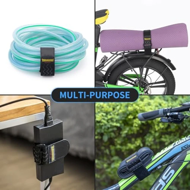 Alt view image 6 of 7 - Elastic Cinch Straps with Anti-Slip Strips, 12" x 2"(16 Pack) Heavy Duty Multipurpose Hook and Loop Straps for Extension Cords, Cables, Ropes, Hoses, Bike, Pant Garters
