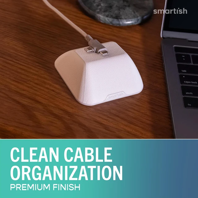 Alt view image 2 of 7 - Magnetic Cord Holder, Cable Wrangler, Nightstand & Desk Organizer Holds 5 Cords, 2 Cable Clips, Weighted Base, Charger Keeper, Phone Charging Cable Management, Home Office Accessories, White