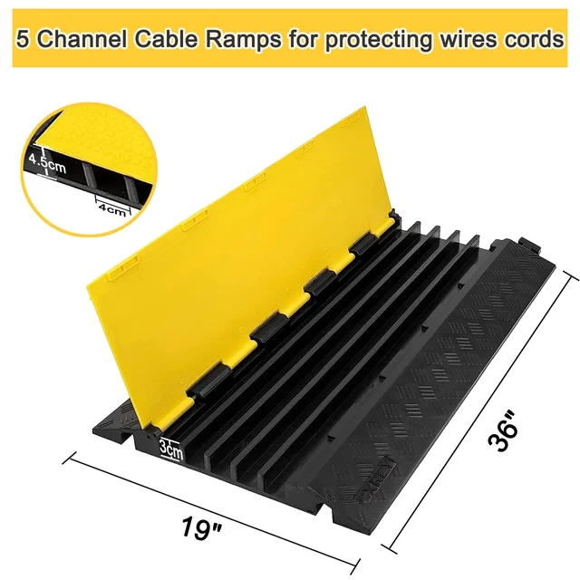Alt view image 7 of 7 - 5 Channel Cable Protectors Ramp, 2Pack Cable Ramps,18000lbs Capacity Heavy Duty Rubber Driveway Traffic Speed Bumps Hose Cord Cable Protector Ramp for Wire/Hose/Pipe Hider