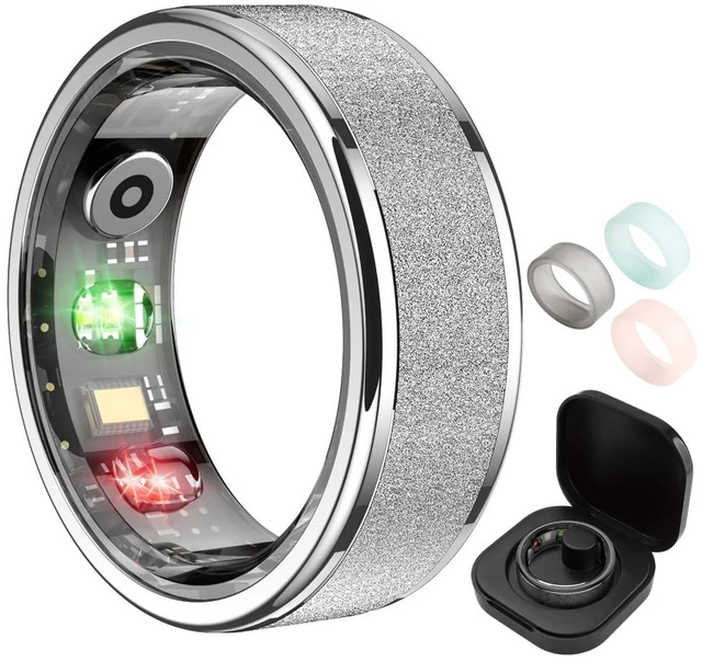 Main image of R10 Smart Ring, Sleep Health & Skin Temperature & 5ATM(Silver, 8) Smart Health Ring for Women, Protective Case, No Subscription Fee, Heart Rate Monitoring, Fitness Tracker