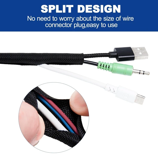 Alt view image 5 of 7 - Split-Sleeve Wire Loom for High-Temperature Automotive Harness and Home Cable Management, 25ft - 1.25 inch Braided Cable Management Sleeve Cord Protector, Self-Wrapping Split Wire Loom