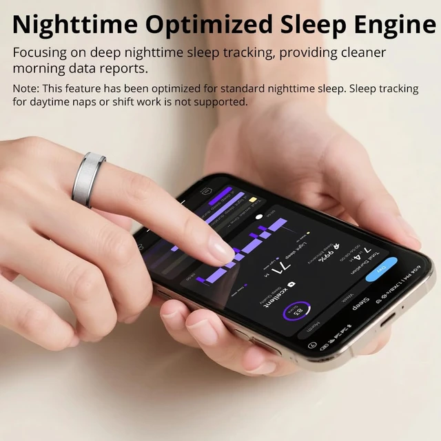 Alt view image 7 of 7 - R10 Smart Ring, Sleep Health & Skin Temperature & 5ATM(Silver, 8) Smart Health Ring for Women, Protective Case, No Subscription Fee, Heart Rate Monitoring, Fitness Tracker