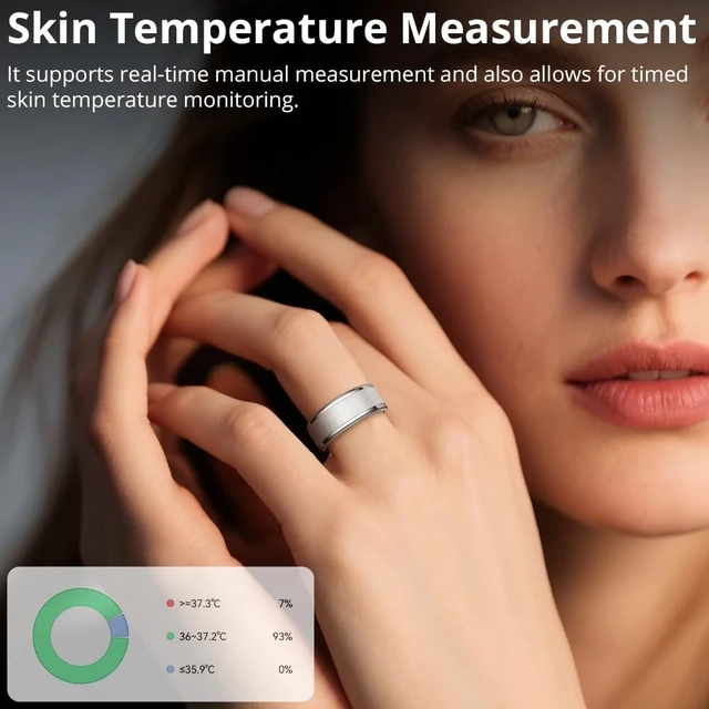 Alt view image 4 of 7 - R10 Smart Ring, Sleep Health & Skin Temperature & 5ATM(Silver, 8) Smart Health Ring for Women, Protective Case, No Subscription Fee, Heart Rate Monitoring, Fitness Tracker