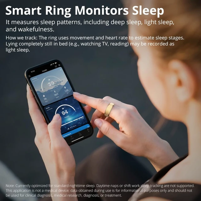 Alt view image 3 of 7 - R10 Smart Ring, Sleep Health & Skin Temperature & 5ATM(Rose Gold, 8) Smart Health Ring for Women, Protective Case, No Subscription Fee, Heart Rate Monitoring, Fitness Tracker