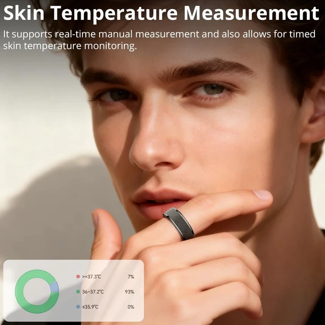 Alt view image 4 of 6 - R10 Smart Ring, Sleep Health & Skin Temperature & 5ATM(Black, 9) Smart Health Ring for Women, Protective Case, No Subscription Fee, Heart Rate Monitoring, Fitness Tracker