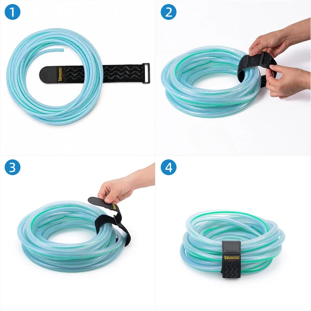 Alt view image 4 of 7 - Elastic Cinch Straps with Anti-Slip Strips, 18'' x 2'' (8 Pack) Hook and Loop Storage Strap with Buckle, Bundling Straps for Extension Cords, Cables, Ropes, Hoses, Bike, Boat, Pant Garters