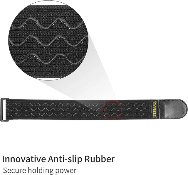 Alt view image 3 of 7 - Elastic Cinch Straps with Anti-Slip Strips, 18'' x 2'' (8 Pack) Hook and Loop Storage Strap with Buckle, Bundling Straps for Extension Cords, Cables, Ropes, Hoses, Bike, Boat, Pant Garters