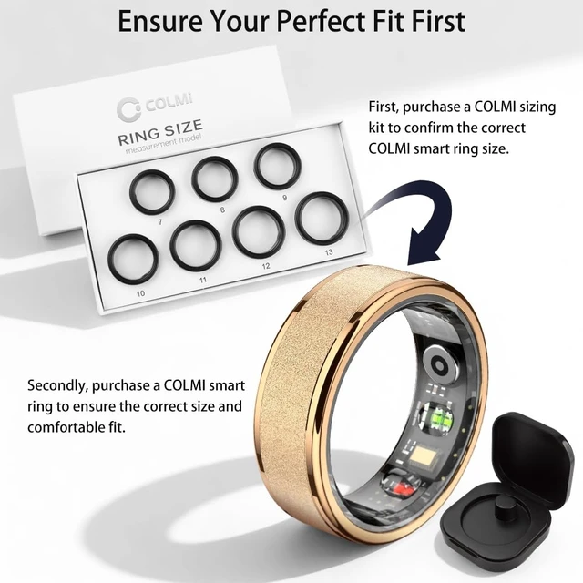 Alt view image 2 of 7 - R10 Smart Ring, Sleep Health & Skin Temperature & 5ATM(Rose Gold, 8) Smart Health Ring for Women, Protective Case, No Subscription Fee, Heart Rate Monitoring, Fitness Tracker