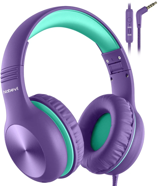Main image of Headphones for Kids for School, Kids Headphones with Microphone, Sharing Function, 85dB/94dB Safe Volume Limit, HD Sound, Over Ear Kid Headphone for School, On-line Study, Travel, Purple