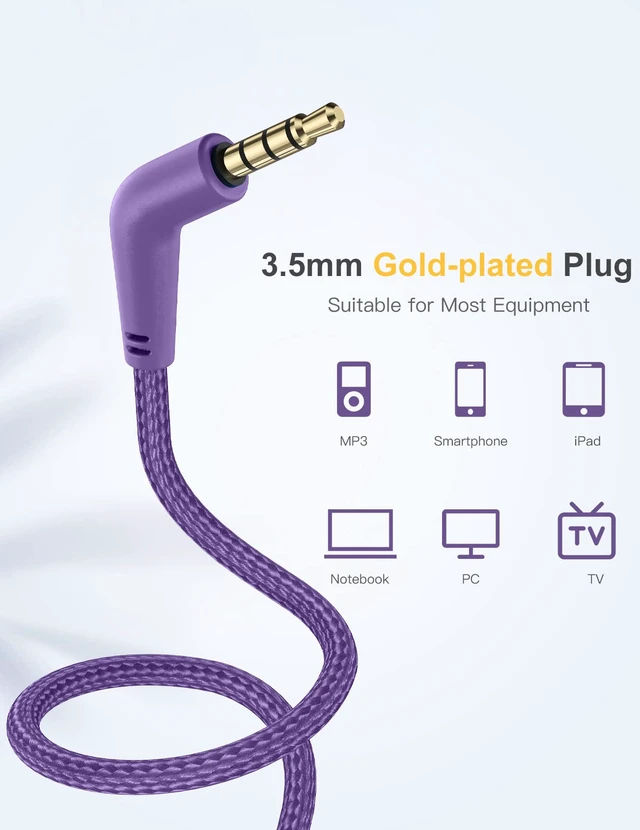 Alt view image 7 of 7 - Headphones for Kids for School, Kids Headphones with Microphone, Sharing Function, 85dB/94dB Safe Volume Limit, HD Sound, Over Ear Kid Headphone for School, On-line Study, Travel, Purple