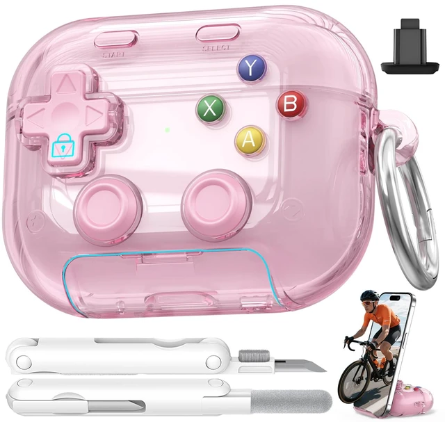 Main image of for AirPods Pro 3 Case Cover 2025 with Safety Lock-Clear Pink with Pressable Button, As Phone Stand,Two-Piece Design,Support Wireless,Cool Funny Gifts Case for Women Men to Relief Stress