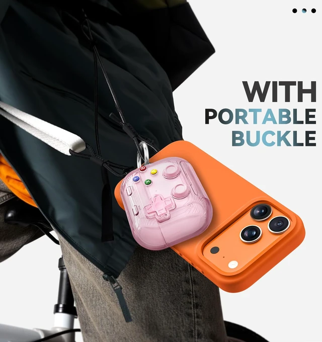 Alt view image 6 of 7 - for AirPods Pro 3 Case Cover 2025 with Safety Lock-Clear Pink with Pressable Button, As Phone Stand,Two-Piece Design,Support Wireless,Cool Funny Gifts Case for Women Men to Relief Stress