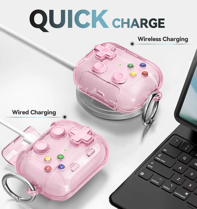 Alt view image 7 of 7 - for AirPods Pro 3 Case Cover 2025 with Safety Lock-Clear Pink with Pressable Button, As Phone Stand,Two-Piece Design,Support Wireless,Cool Funny Gifts Case for Women Men to Relief Stress