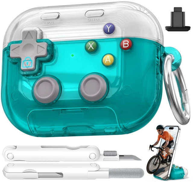 Main image of for AirPods Pro 3 Case Cover 2025 with Safety Lock-Clear Blue with Pressable Button, As Phone Stand,Two-Piece Design,Support Wireless,Cool Funny Gifts Case for Women Men to Relief Stress