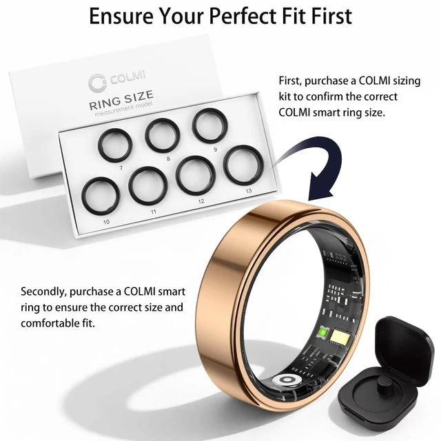 Alt view image 2 of 7 - Smart Ring for Women, Health Tracker & 5ATM, R02. (Rose Gold, 12#) No Subscription Fee & Skin Temperature, Heart Rate, Blood Oxygen, Sleep Health Monitoring, Sports Tracking, Menstrual Cycle