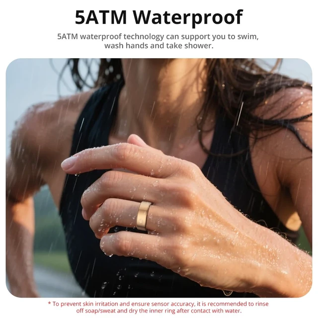 Alt view image 5 of 7 - Smart Ring for Women, Health Tracker & 5ATM, R02. (Rose Gold, 12#) No Subscription Fee & Skin Temperature, Heart Rate, Blood Oxygen, Sleep Health Monitoring, Sports Tracking, Menstrual Cycle