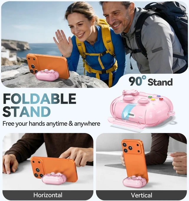 Alt view image 4 of 7 - for AirPods Pro 3 Case Cover 2025 with Safety Lock-Clear Pink with Pressable Button, As Phone Stand,Two-Piece Design,Support Wireless,Cool Funny Gifts Case for Women Men to Relief Stress