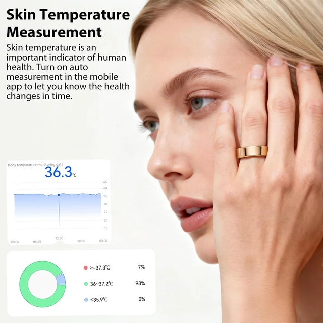Alt view image 6 of 7 - Smart Ring for Women, Health Tracker & 5ATM, R02. (Rose Gold, 12#) No Subscription Fee & Skin Temperature, Heart Rate, Blood Oxygen, Sleep Health Monitoring, Sports Tracking, Menstrual Cycle