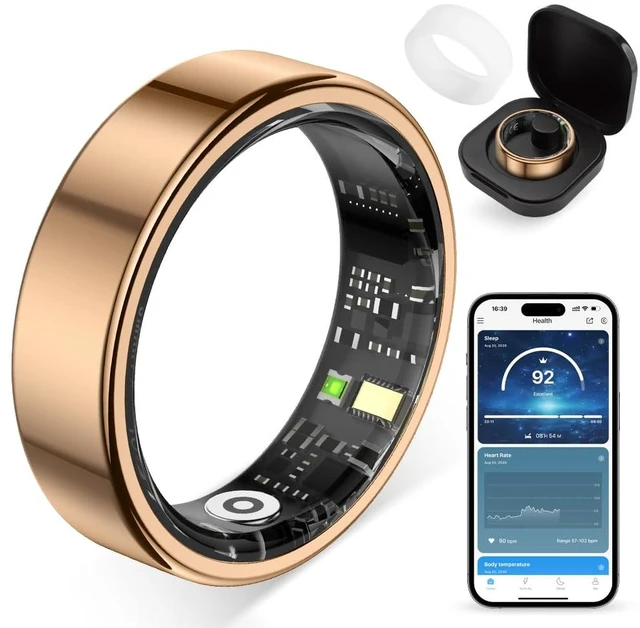 Main image of Smart Ring for Women, Health Tracker & 5ATM, R02. (Rose Gold, 12#) No Subscription Fee & Skin Temperature, Heart Rate, Blood Oxygen, Sleep Health Monitoring, Sports Tracking, Menstrual Cycle