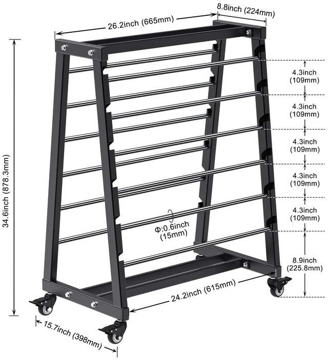 Alt view image 7 of 7 - Heavy-Duty 12-Rod Wire Spool Rack, Wire Cart with Locking Wheels 400lb Capacity Steel Cable Caddy & Dispenser with Adjustable Stainless Steel Spool Rods for Electrical Industrial Retail Use