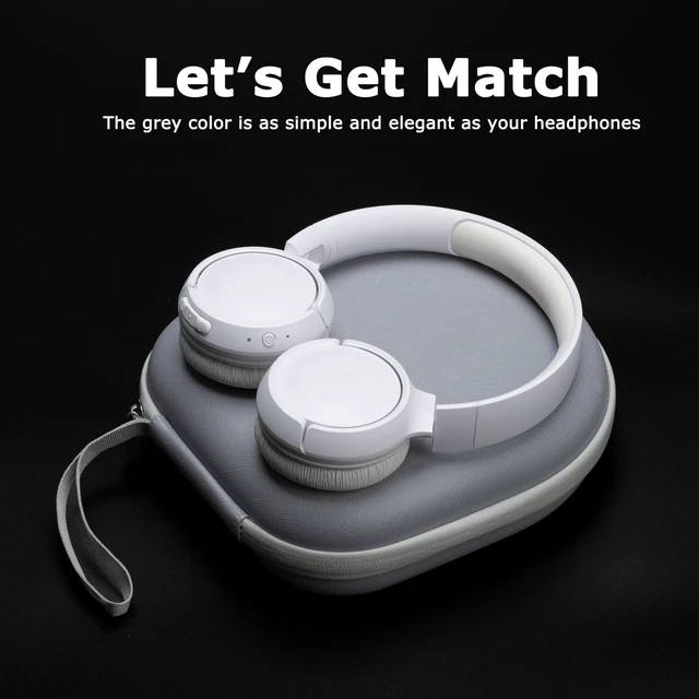 Alt view image 7 of 7 - Ginsco Universal Headphone Case Compatible with JBL Tune 510BT 720BT, Sony WH-CH 720N/WH-CH520, with Bose/JBL/Soundcore Life Q20i Q30/BERIBES/TOZO/KVIDIO etc. Waterproof Carrying Case (Gray White)