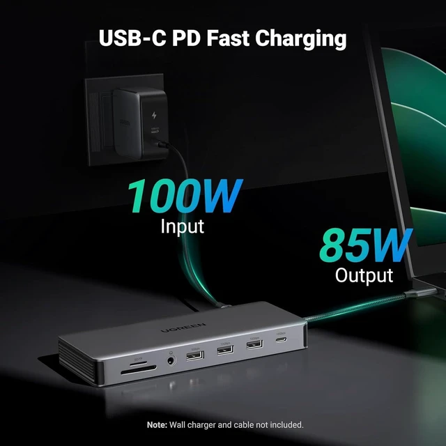 Alt view image 5 of 7 - UGREEN Revodok Pro 313 Laptop Docking Station 13 in 1 4K Triple Display USB C Dock Dual HDMI, DP, 10Gbps Data Port 100W PD Gigabit Ethernet, SD/TF Card Reader Compatible for Thinkpad, Zenbook and more