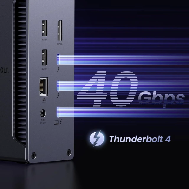 Alt view image 3 of 7 - UGREEN Revodok Max 213 Thunderbolt 4 Dock, 13-in-1 40Gbps Docking Station with Dual 4K@60Hz or Single 8K Display, 90W Charging for Laptop, 2.5GbE, SD/TF 4.0 for MacBook Windows PC Laptops and More