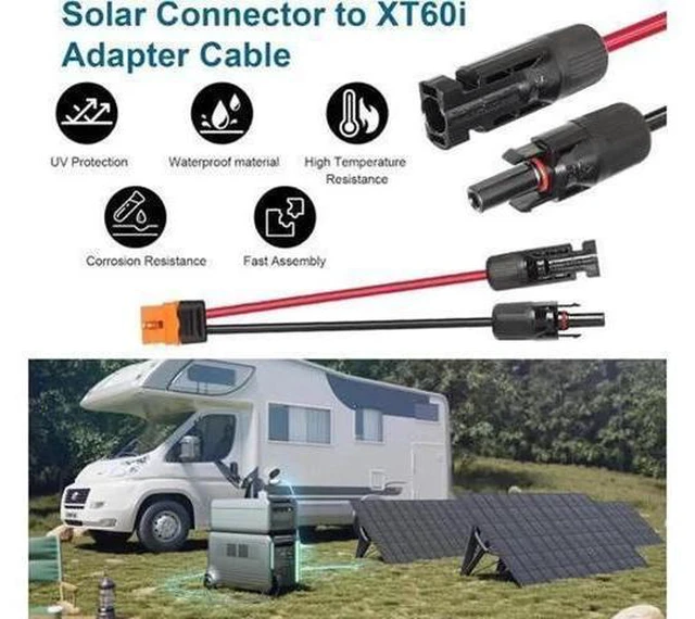 Alt view image 4 of 6 - MC4 to XT60i Cable, 12AWG 10M(33FT) Solar Panel Adapter Wire, MC4 Male Female to XT60i-F Female Connector Extension Cord for Portable Power Station, Solar Generator, Off-Grid Solar System