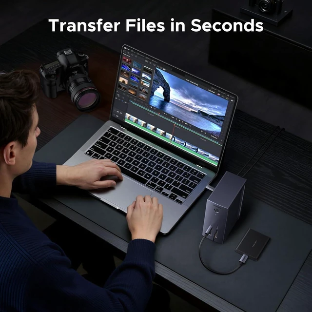 Alt view image 6 of 7 - UGREEN Revodok NVMe Docking Station 10-in-1 USB-C Hub 4K@60Hz HDMI, M.2 NVMe SSD Enclosure, 10Gbps USB-C/A, 100W PD Charging, Gigabit Ethernet, SD/TF for MacBook M5, Mac mini M4, Windows Laptop