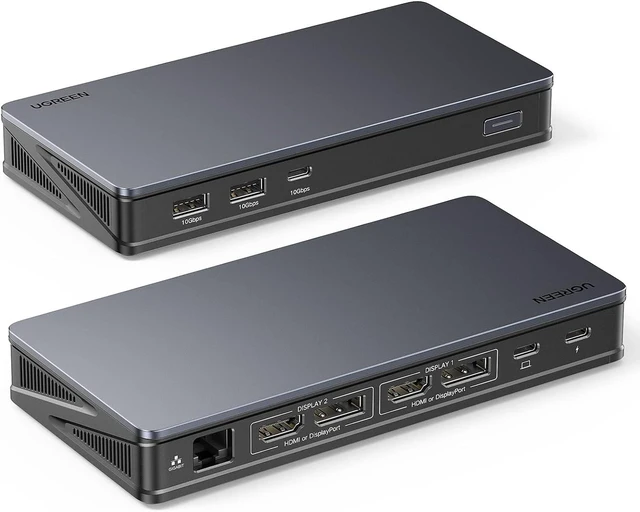 Alt view image 8 of 14 - UGREEN Revodok Pro 209 USB C Docking Station, DisplayLink 9-in-1 Dual 4K@60hz Monitor Dock for MacBook & Windows with 2 DP & 2 HDMI, 10 Gbps USB C & USB-A Data Ports, 100W PD, Gigabit Ethernet