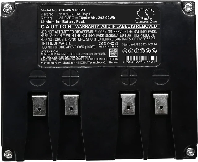 Alt view image 3 of 3 - 25.9V 110Z03700A Typ B Battery Replacement for Wiper Runner LB1500 Gioia One R Xe Runner XE One Xh LB3210 Flash 2.0 LB1500 SpyderEVO