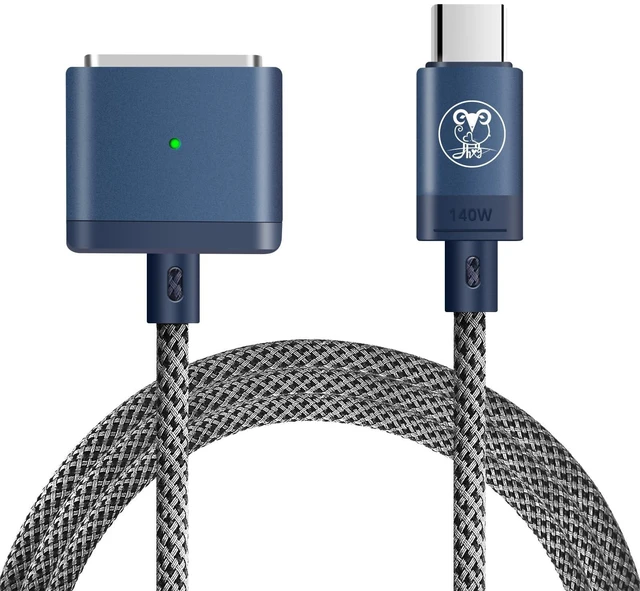 Main image of JHXG 140W USB C to Mag 3 Fast Charging Cable 6.6ft Compatible MacBook Air 2022 M2, MacBook Pro 2021 M1 Pro & Max Chip 14" 16", MacBook Pro 2023 M2 Pro & Max Chip 14" 16", Safe 3 Cable for MacBook