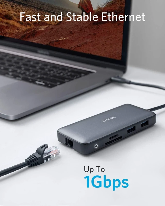 Alt view image 7 of 7 - Laptop Docking Station Dual Monitor 8-in-1 USB C Hub 4K Dual Monitor with 2 HDMI 1 Gbps Ethernet Hub 85W Power Delivery SD Card Reader for MacBook Pro XPS and More (Charger not Included)