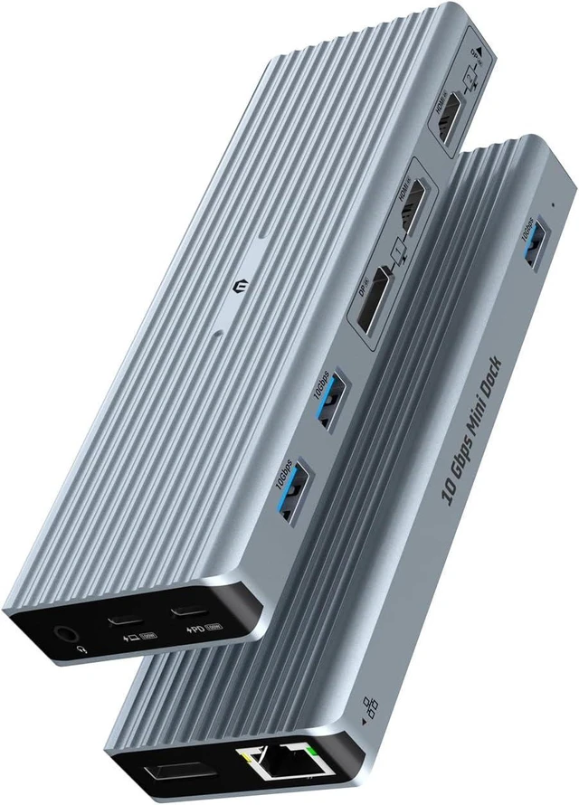 Main image of USB C Docking Station, 15 in 2 USB C Hub, 2 HDMI, 1 VGA, 2 USB C Ports, USB C 3.0 Transfer Rates, 4 USB A Ports, 1 USB C PD Charging Port, Gigabit Ethernet, Audio in/Out, and SD/TF Card Slot