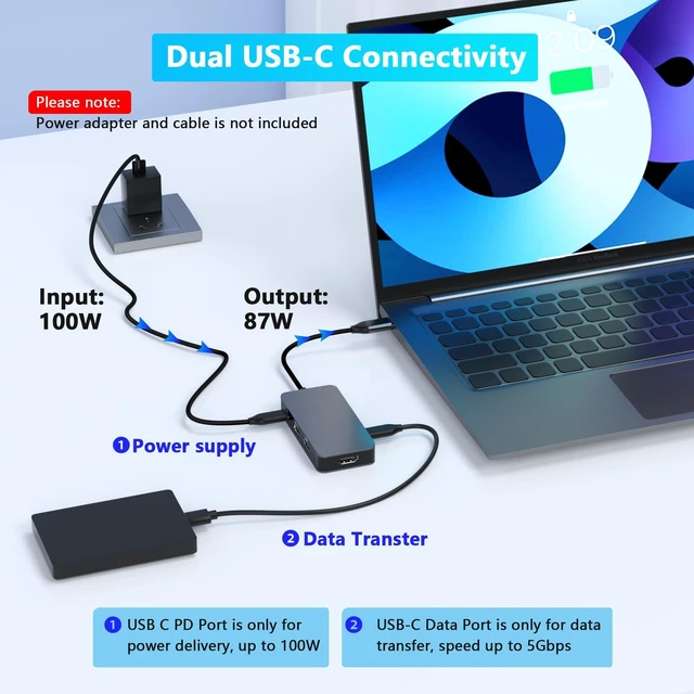Alt view image 14 of 14 - 4K@60Hz HDMI Display Port USB C Docking Station Dual Monitor for Dell/HP/Mac Laptop, 7 in 1 USB C to HDMI and Displayport Multiport Adapter with USB3.0/USB-C Data/PD, Dual Monitor Docking Station