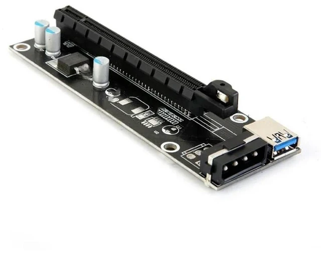 Main image of PCIe PCI-E PCI Express Riser Card 1x to 16x USB 3.0 Data Cable SATA to 4Pin IDE Molex Power Supply