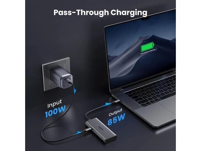 Alt view image 6 of 7 - UGREEN Revodok 206 Docking Station Dual Monitor 6 in 1 USB C Dock Dual HDMI 4K@60Hz Single 8K@30Hz 100W PD 5Gbps USB C and USB A Data Ports USB C Hub for XPS, ThinkPad and More