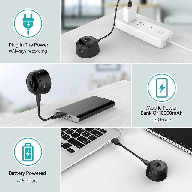 Alt view image 6 of 7 - Suonady-Spy Focus Magnetic Mini Security Camera 3pack Mini Surveillanc Camer WiFi Wireless Small Security Camera for Home Indoor/Outdoor Black