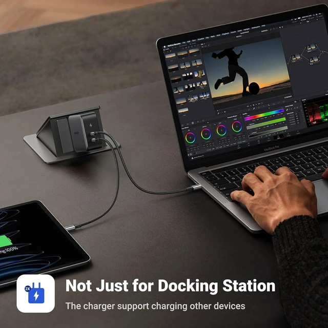Alt view image 6 of 7 - UGREEN USB C Docking Station with 100W GaN Charger, DisplayLink 9-in-1 4K@60hz Dual Monitor Dock for Mac & Windows with 2 DP & 2 HDMI, 10 Gbps USB C & USB-A, 100W PD, Gigabit Ethernet w/100W Charger