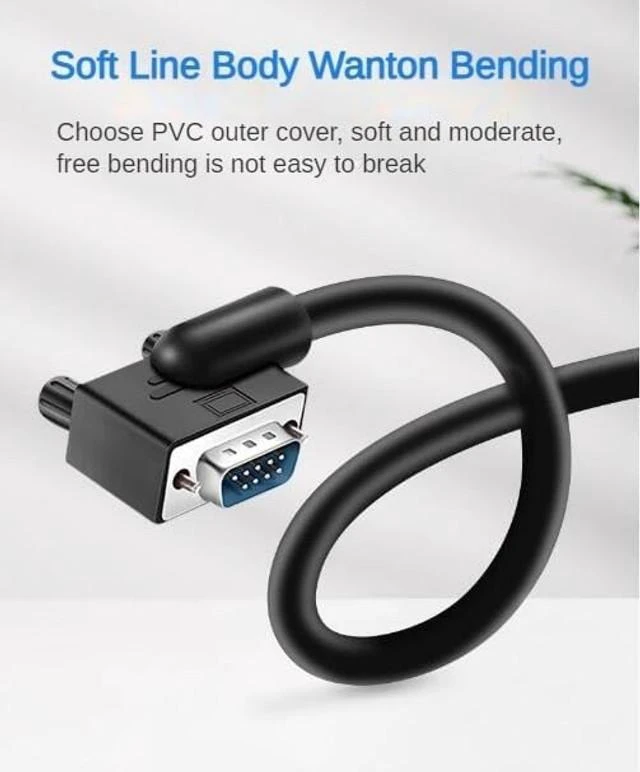 Alt view image 2 of 5 - Pidwaok DB9 Serial RS232 Cable 10ft, 9-Pin Left Angled to Straight Connector for COM Port, Modem, PC (Male Angle to Female Straight, Small Side Up)
